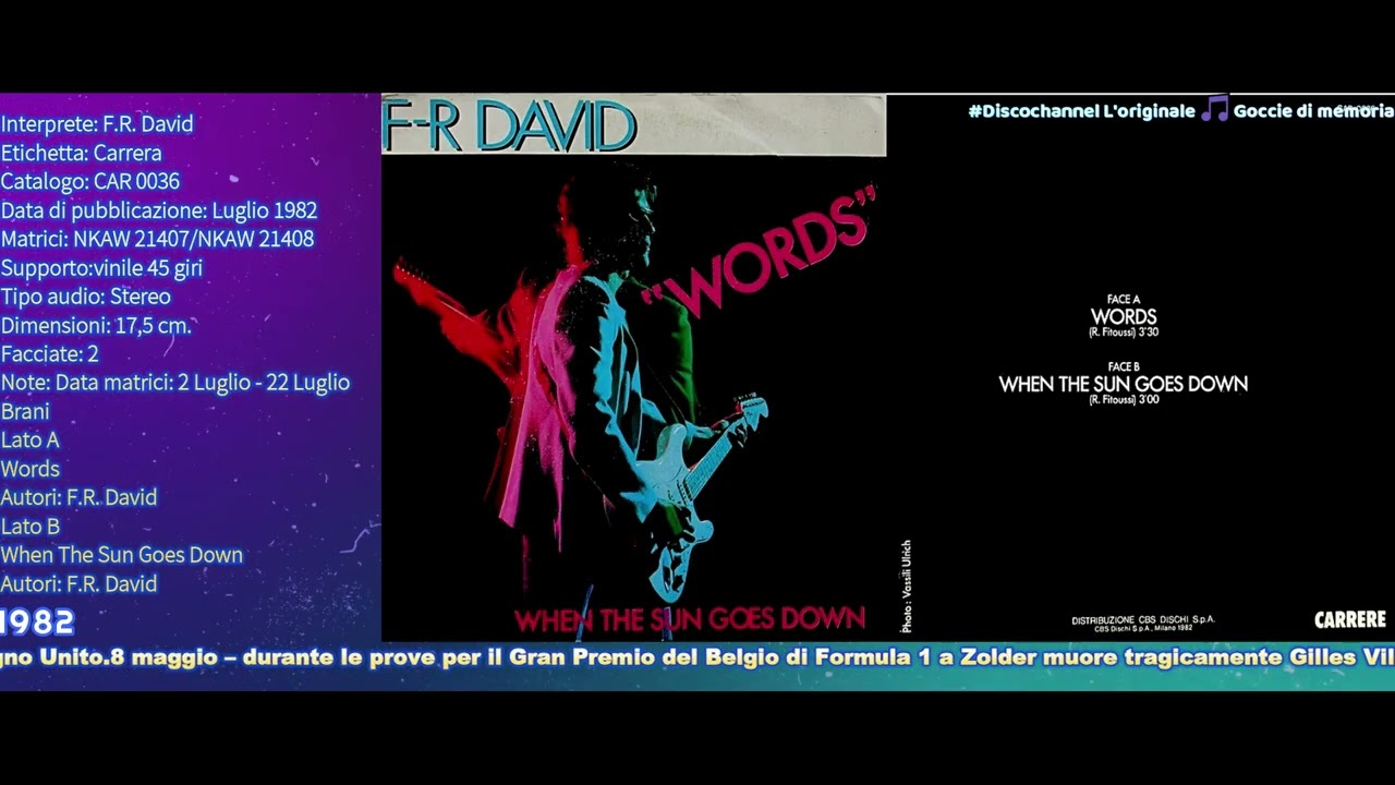 F-R David &ndash; Words / When The Sun Goes Down -  1982 