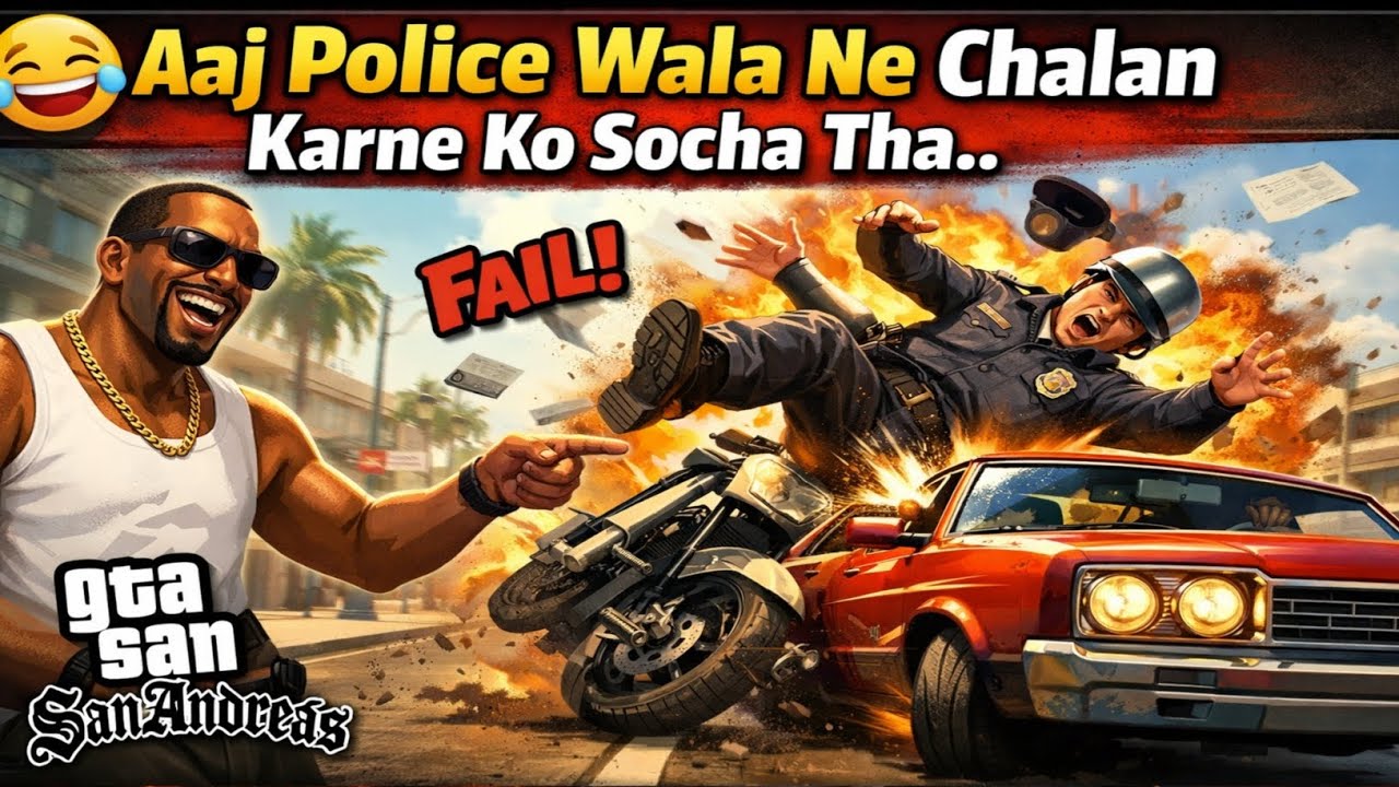 Gta san andreas game play  😂 aaj police wala ne chalan karne ko socha tha  