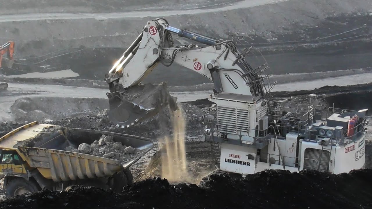 Liebherr's R 9350 Excavator Loading Non Stop at Different Locations - Coal Mining Operations