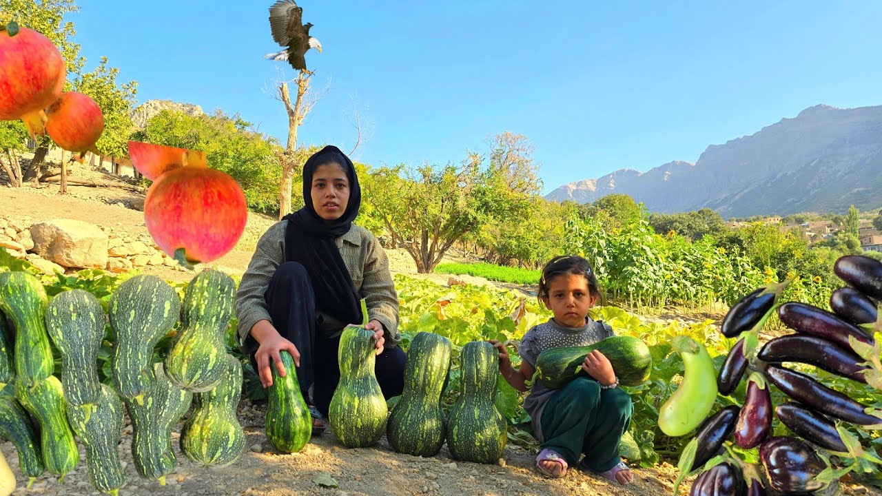 🌿Harvesting organic vegetables from the heart of  Zagros MountainsSharing blessings with neighbors 🏡