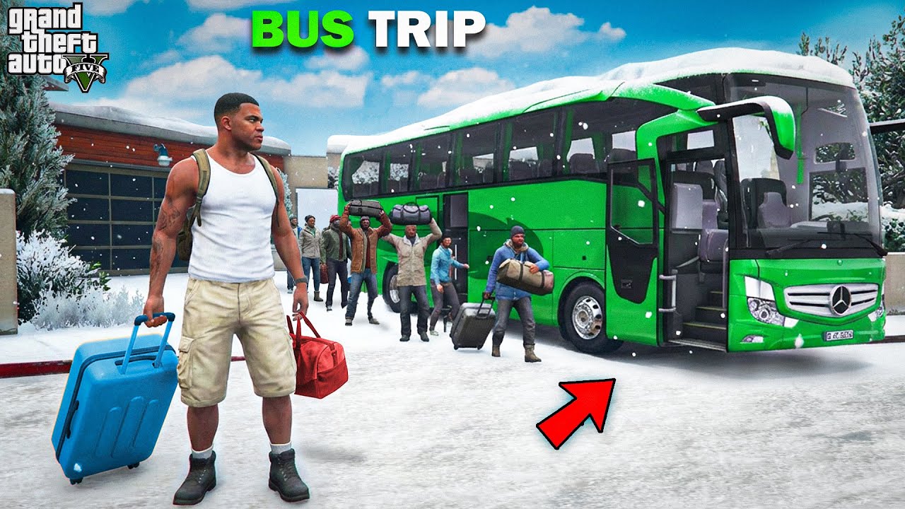 Franklin First Bus Trip In A New City in GTA 5 ! (GTA 5 mods)