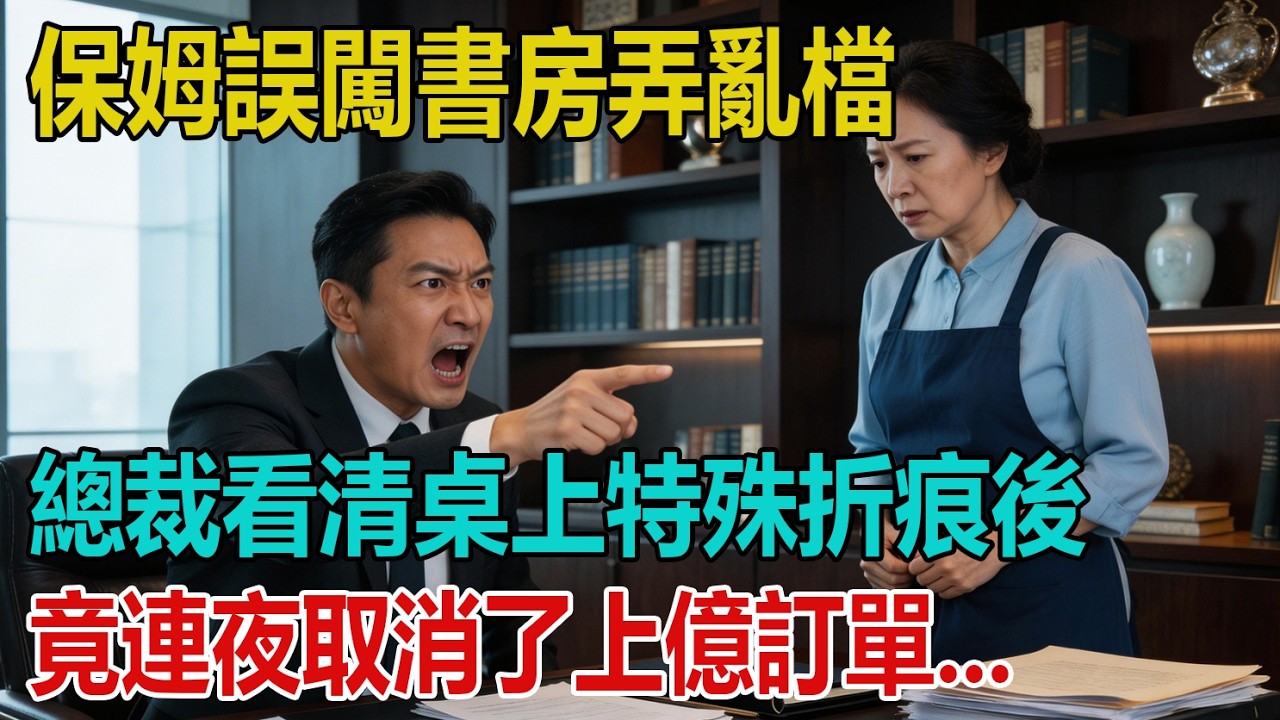 「誰准你進書房的！」保姆誤闖書房弄亂檔，總裁看清桌上特殊折痕後，竟連夜取消了上億訂單...｜小婷說故事