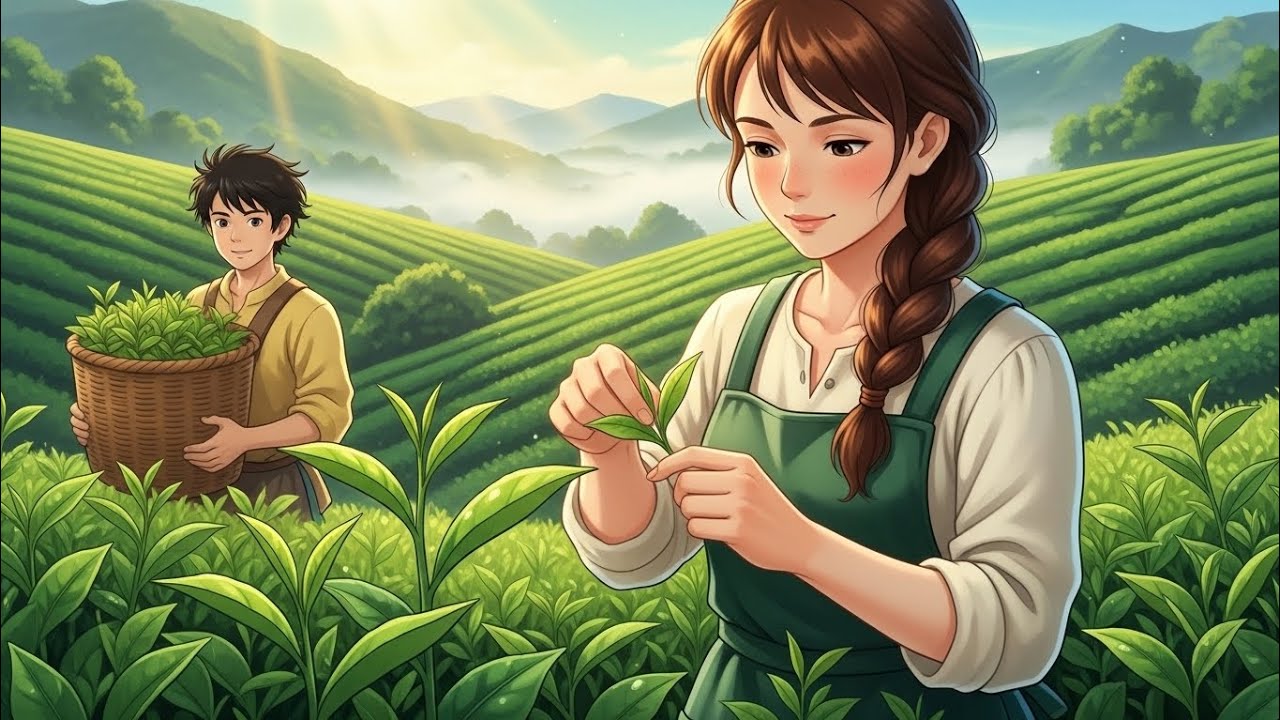The Sound of Morning Mist: Harvesting Tea in the Emerald Highlands | Ghibli-Style Video 