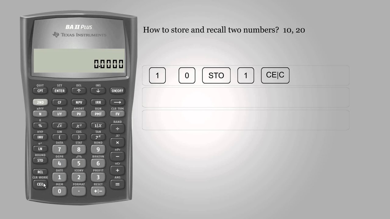 Memory function &ndash; Texas Instruments BA II PLUS