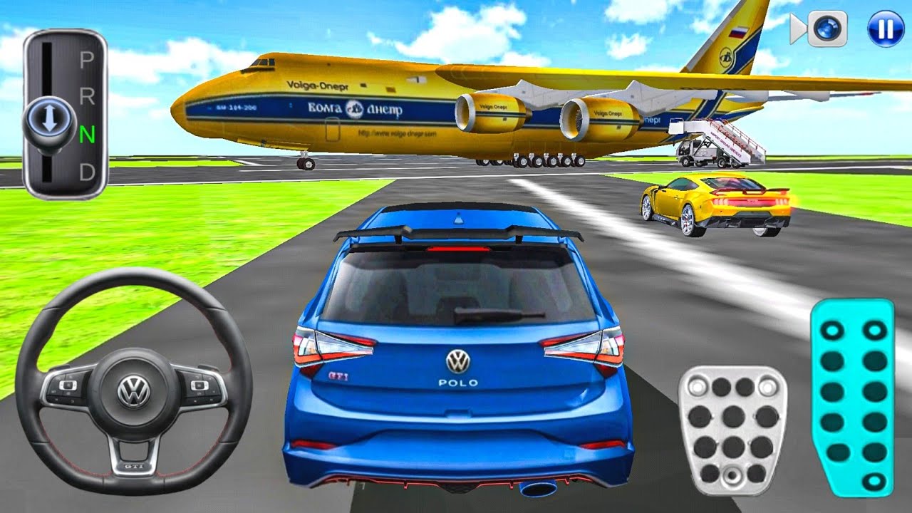New Blue Volkswagen Polo Car in City Airport - 3d driving class Android games - Car Game #game
