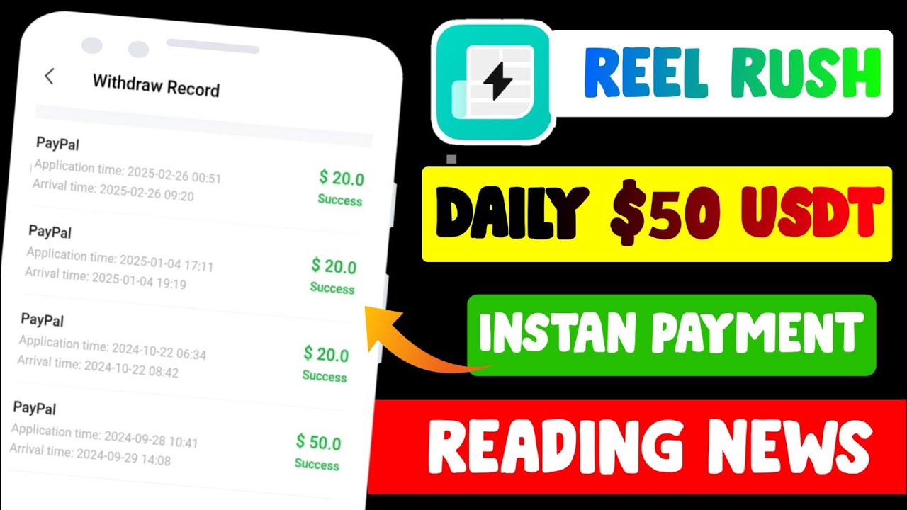 REEL RUSH $50 USD PAYPAL PAYMENT PROOF || NEW REAL EARN MONEY APP || HOW TO EARN MONEY ONLINE