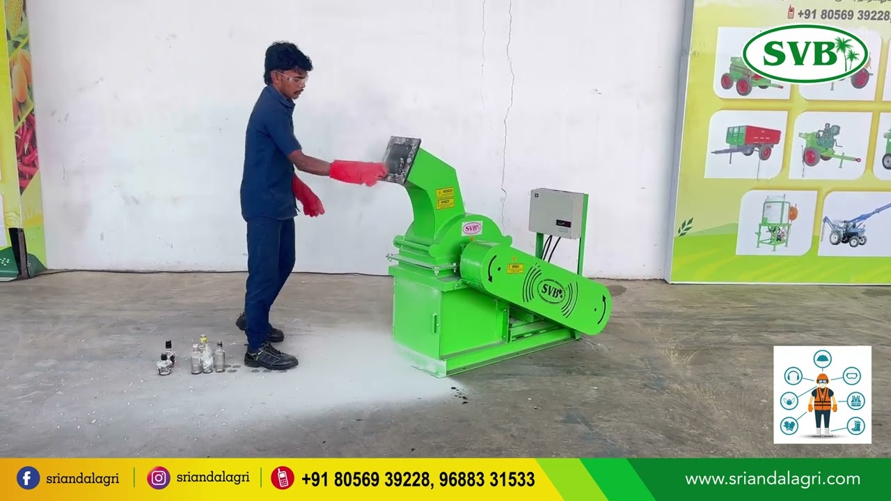 ♻️ GLASS BOTTLE CRUSHER ♻️ Eco-Friendly ♻️ WASTE MANAGEMENT SYSTEMS ♻️ -5 HP MOTOR OPERATED MACHINE