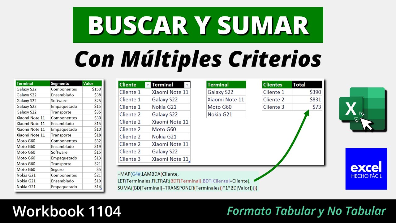 BUSCAR y SUMAR Valores con Múltiples Criterios (Calculo Tabular y No Tabular en Excel)
