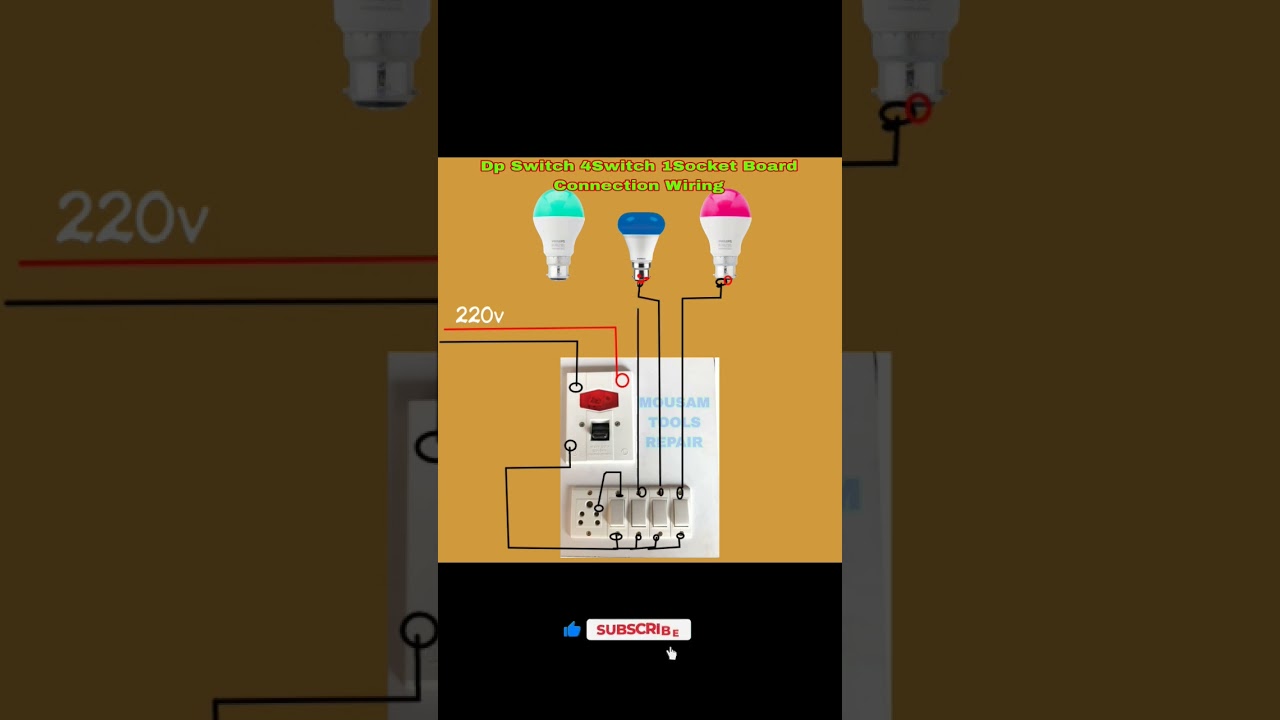 Dp Switch 4 Switch 1 Socket Board Connection Wiring || Short || Short Viral || Short Video || wiring