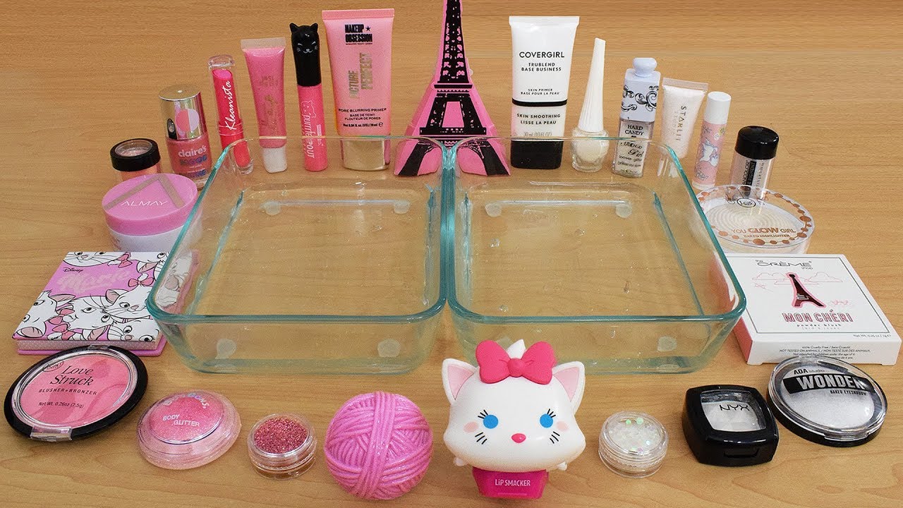 Pink vs White - Mixing Makeup Eyeshadow Into Slime Special Series 214 Satisfying Slime Video