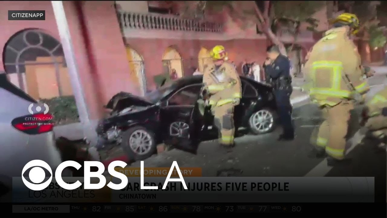 Chinatown crash sends 5 people to hospital