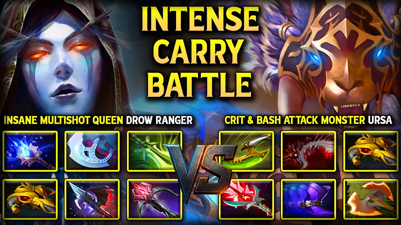 INTENSE HARD CARRY BATTLE | Insane Multshot Queen Drow Ranger Vs. CRIT 7 BASH Monster Carry URSA