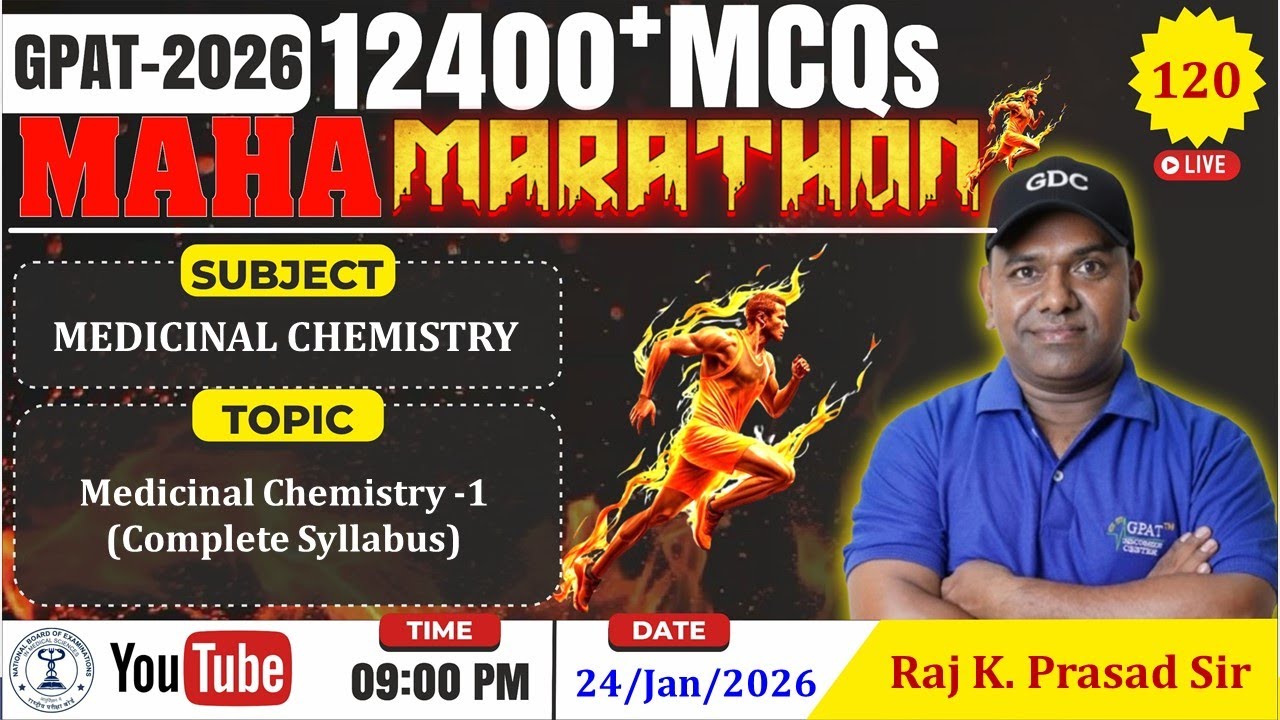 MAHA MARATHON- GPAT 2026 | Class-120 | Medicinal Chemimstry- I I (Complete syllabus)