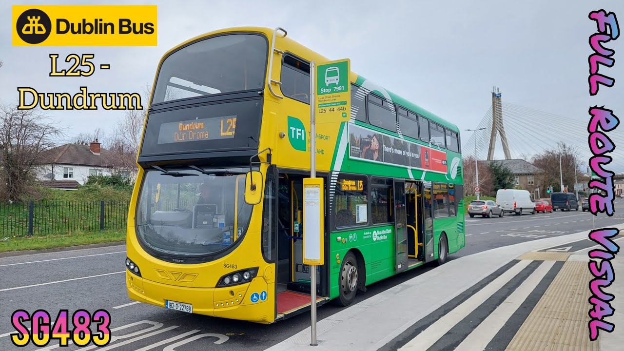 FULL Route Visual ~ Dublin Bus SG483 ~ Volvo B5TL ~ Route: L25 (Dun Laoghaire - Dundrum)