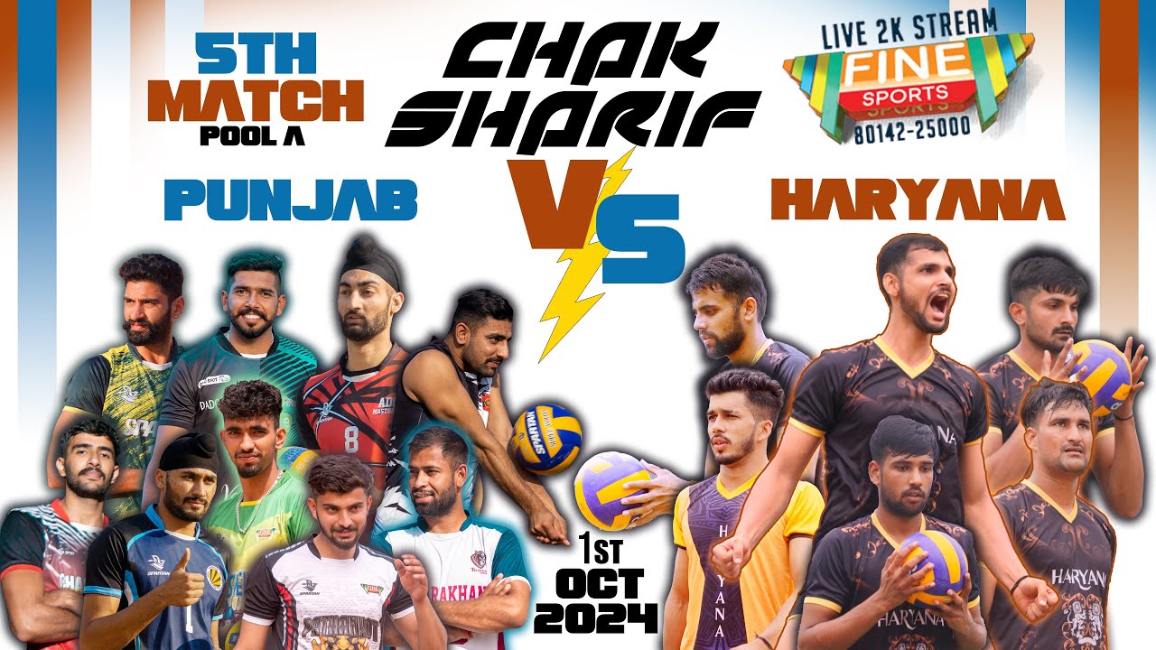 PUNJAB vs HARYANA || 5TH VOLLEYBALL MATCH LIVE || CHAK SHARIF || @FineSportsLive