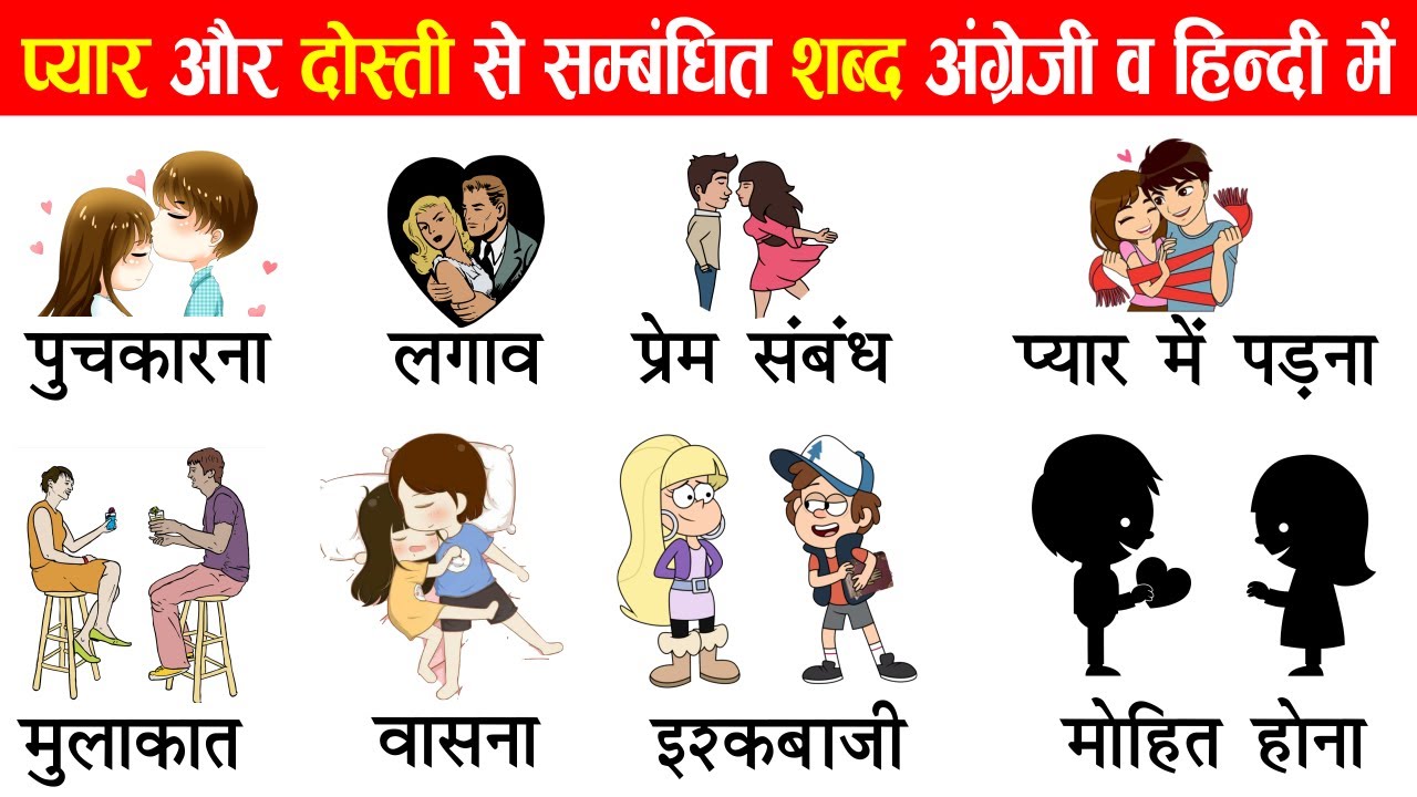 Love and Relationship Related Word Meaning with Pictures | Common English Words with Hindi meaning