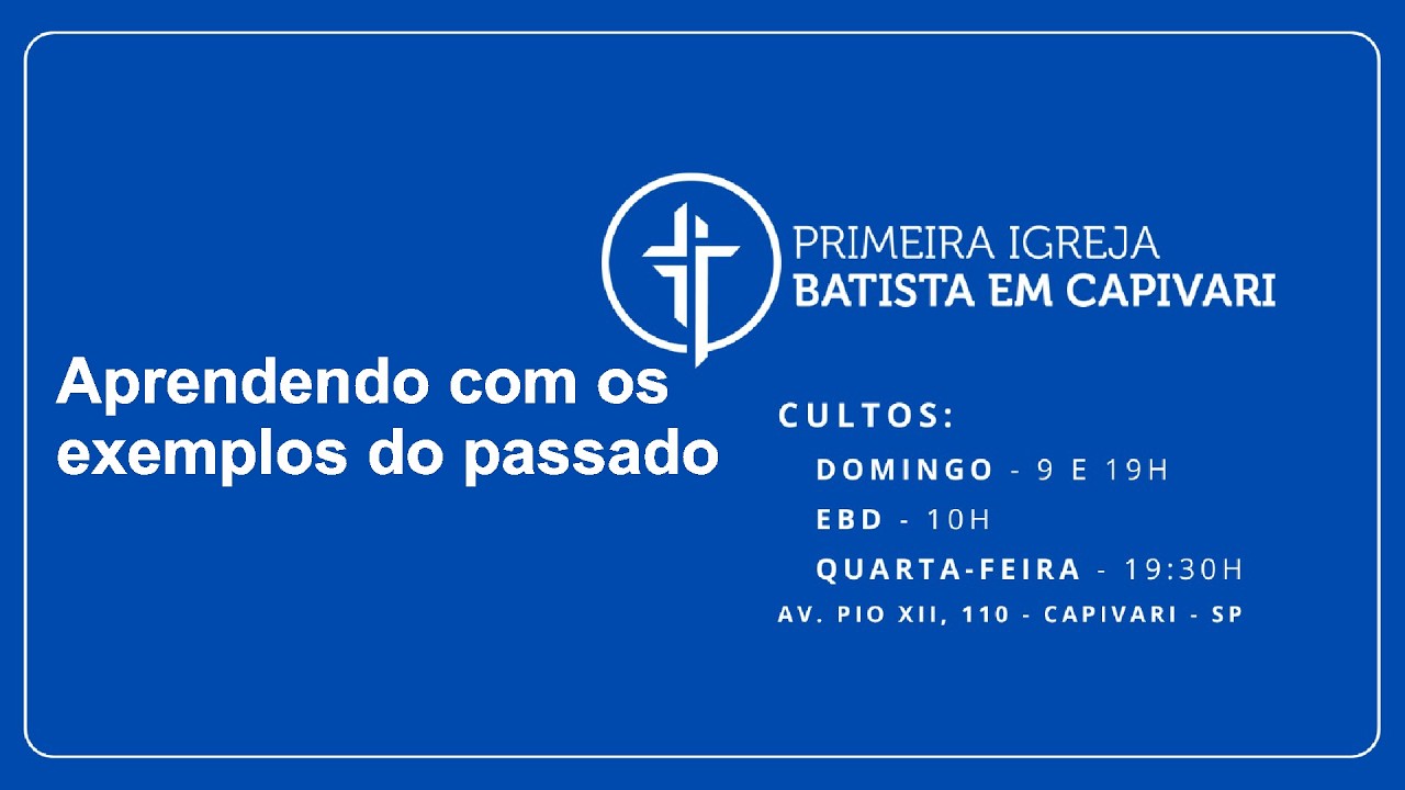 TEMA : Aprendendo com os exemplos do passado  1CO 10:1-14 | 01/03/2026
