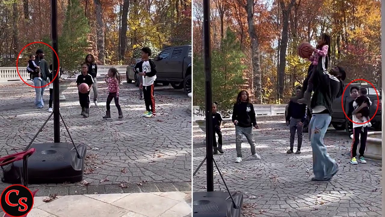 Cardi B Son 'Wave' Watching His Brothers & Sisters Playing Basketball (VIDEO)
