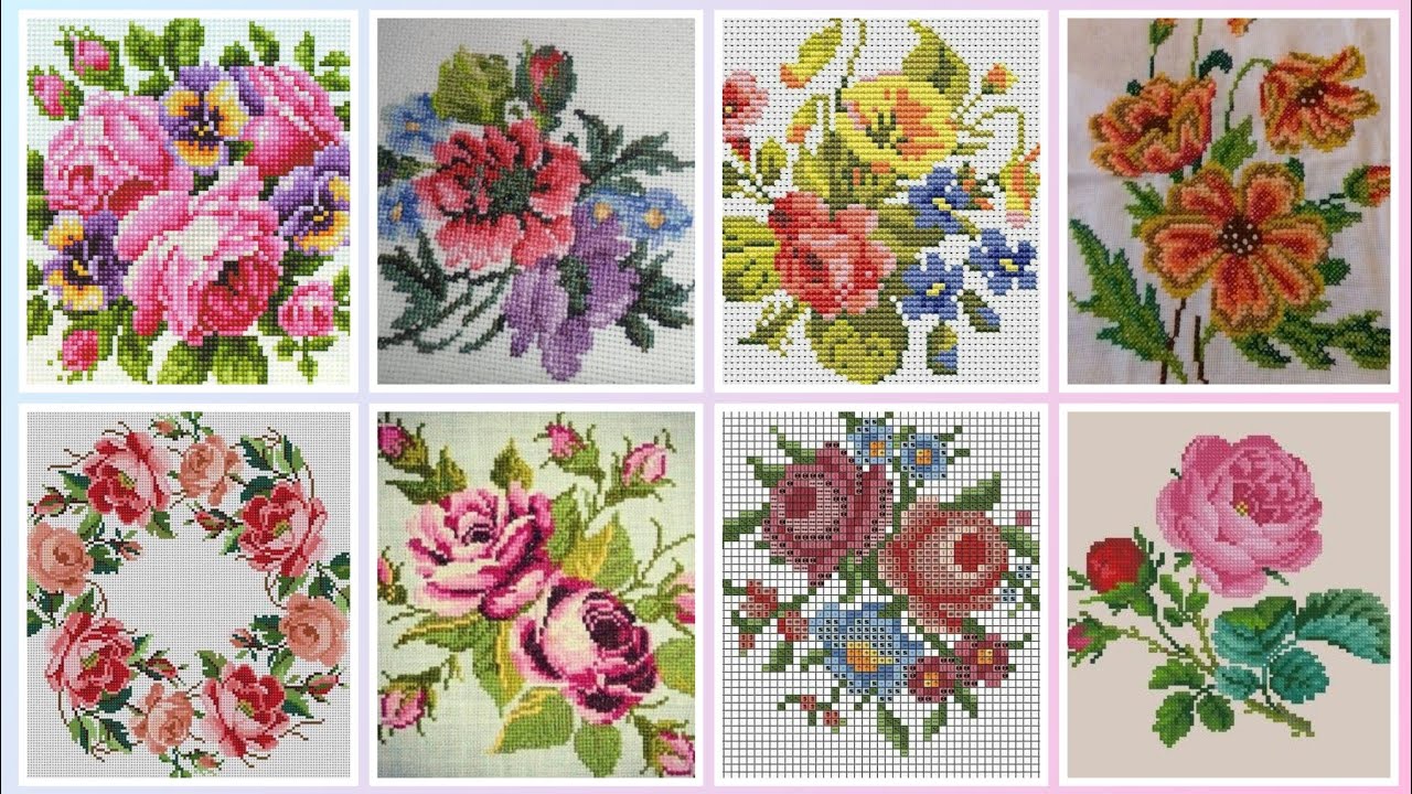 Top 100+ Amazing and Elegant Floral Cross stitch patterns || Charsuti Kerhai Ideas For Everything||