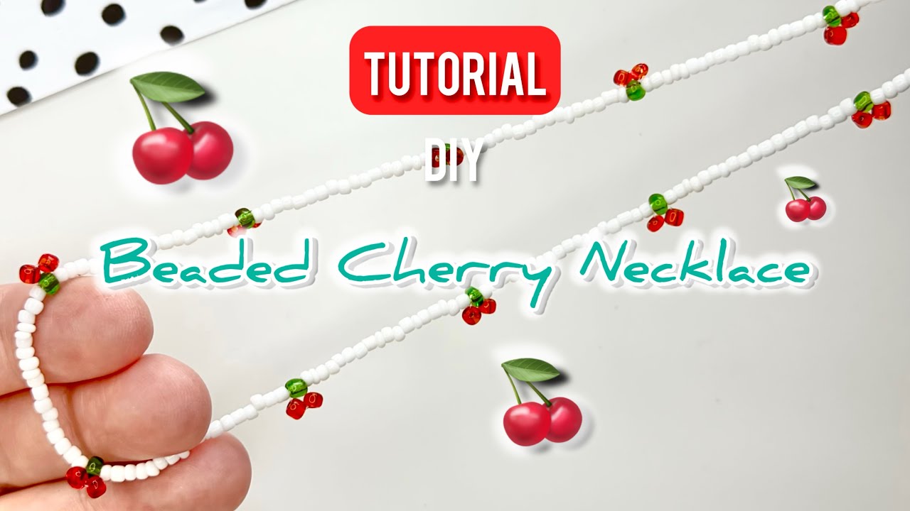 DIY Beaded Cherry Necklace 🍒 | Easy Step-by-Step Tutorial