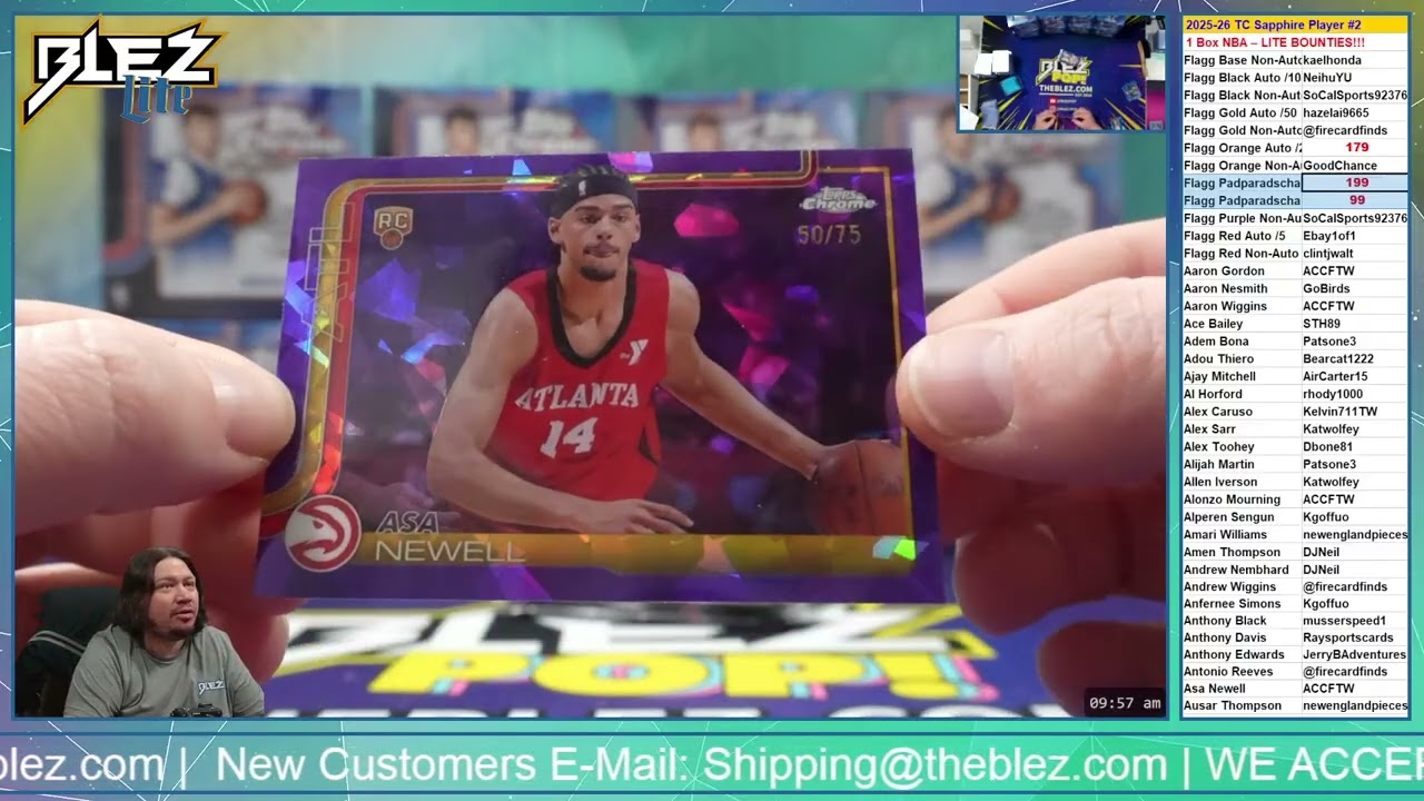 2025-26 Topps Chrome Sapphire NBA 1 Box Break #2 Pick Your Player