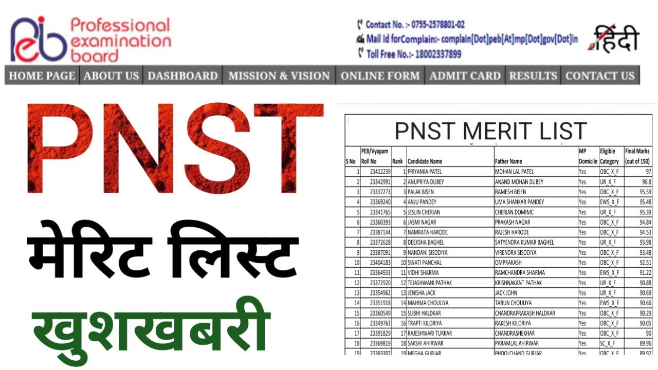 PNST MERIT LIST RELEASE GOOD NEWS