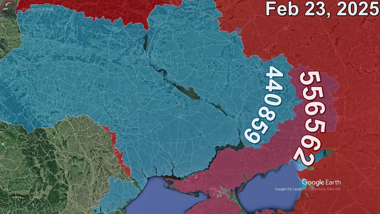 Russian Invasion of Ukraine: Every Day to September 1st, 2026 using Google Earth