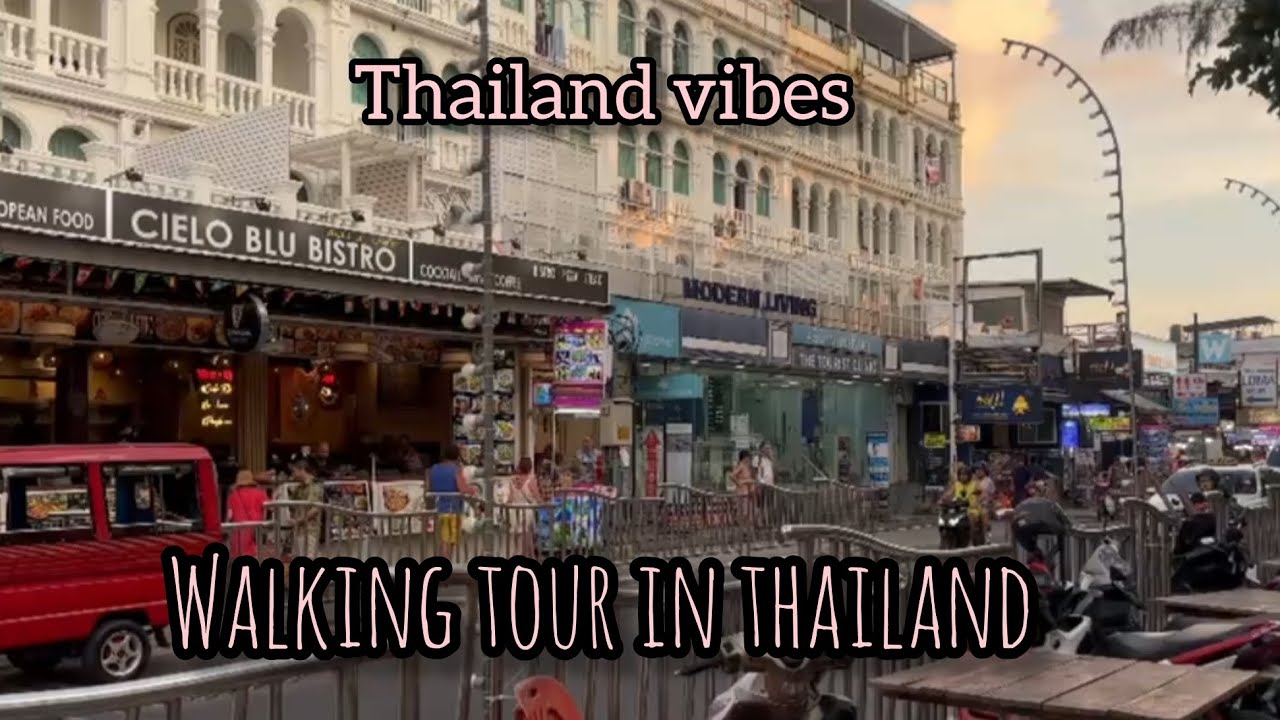 Walking tour in THAILAND 🇹🇭.(Krabi, Patong, Phuket, night Market, mall view, car view, sunset view)