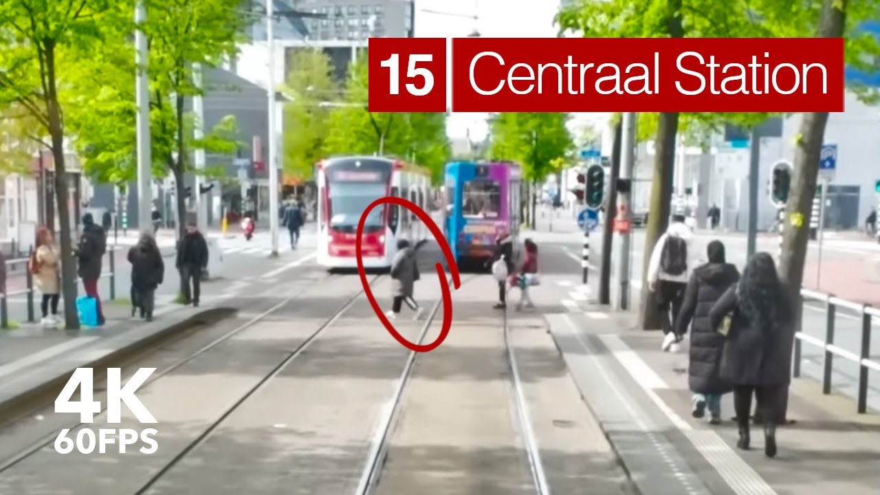 Watch out when crossing! | 🚊 HTM Line 15 | 4K Tram Cabview | 🇳🇱 The Hague | Siemens Avenio