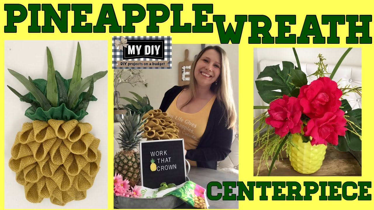Pineapple Wreath Swedish Braid Burlap | Pineapple Centerpiece Dollar Tree DIY | SO INEXPENSIVE!