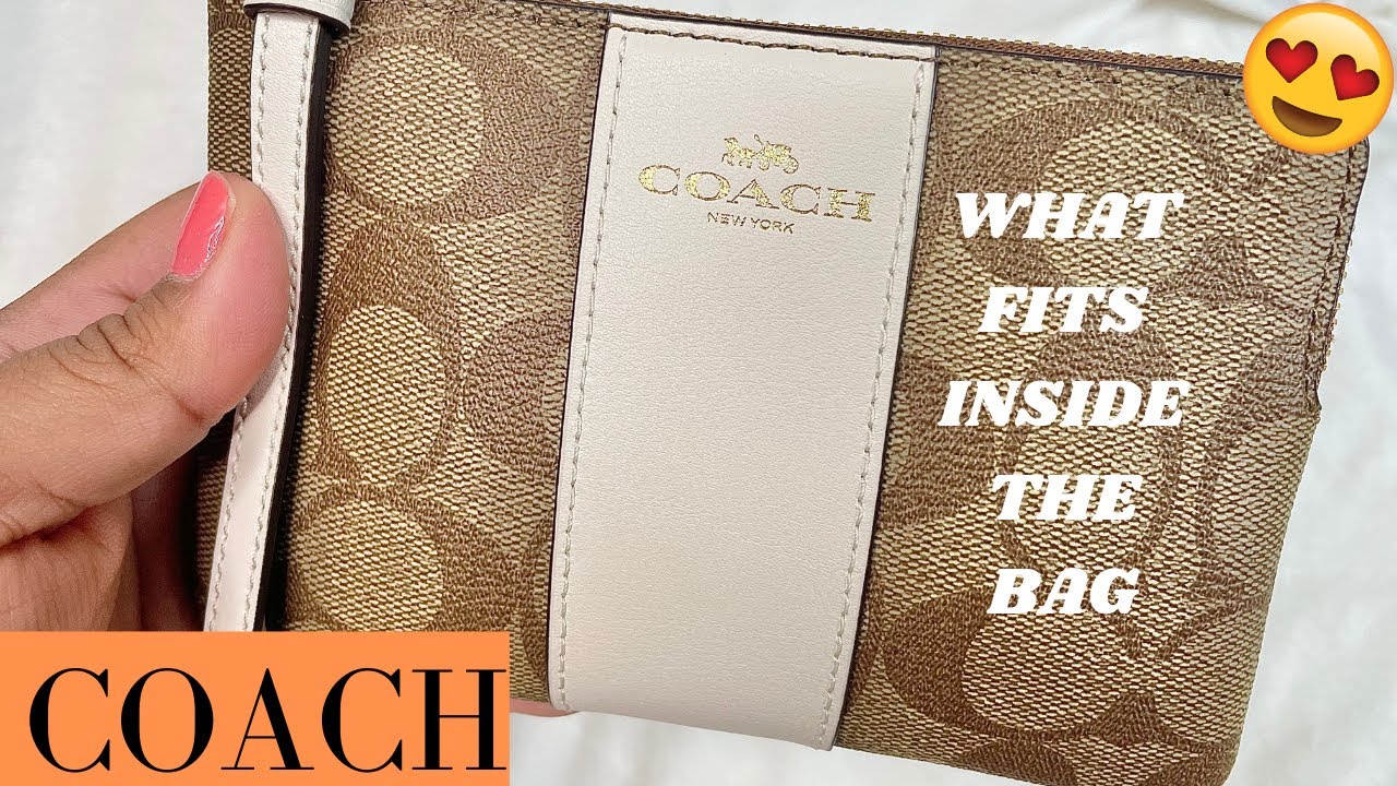 Coach Corner Zip Wristlet in signature canvas Review😍 COACH WRISTLET BAG
