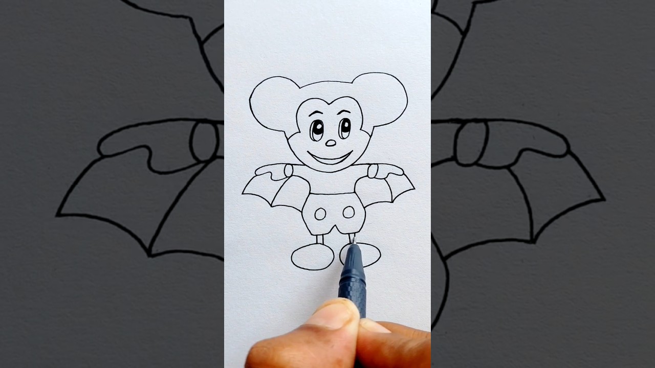 ✅️ Как нарисовать милого Микки Мауса 🎨 | Легкий рисунок на Хэллоуин для детей | Пошаговое рисован...