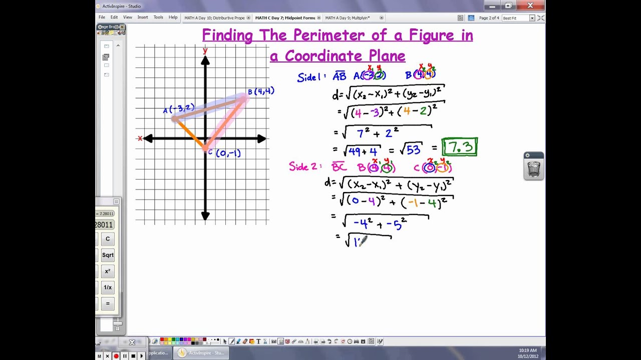 MATH C Day 7; Finding The Perimeter Using The Distance Formula