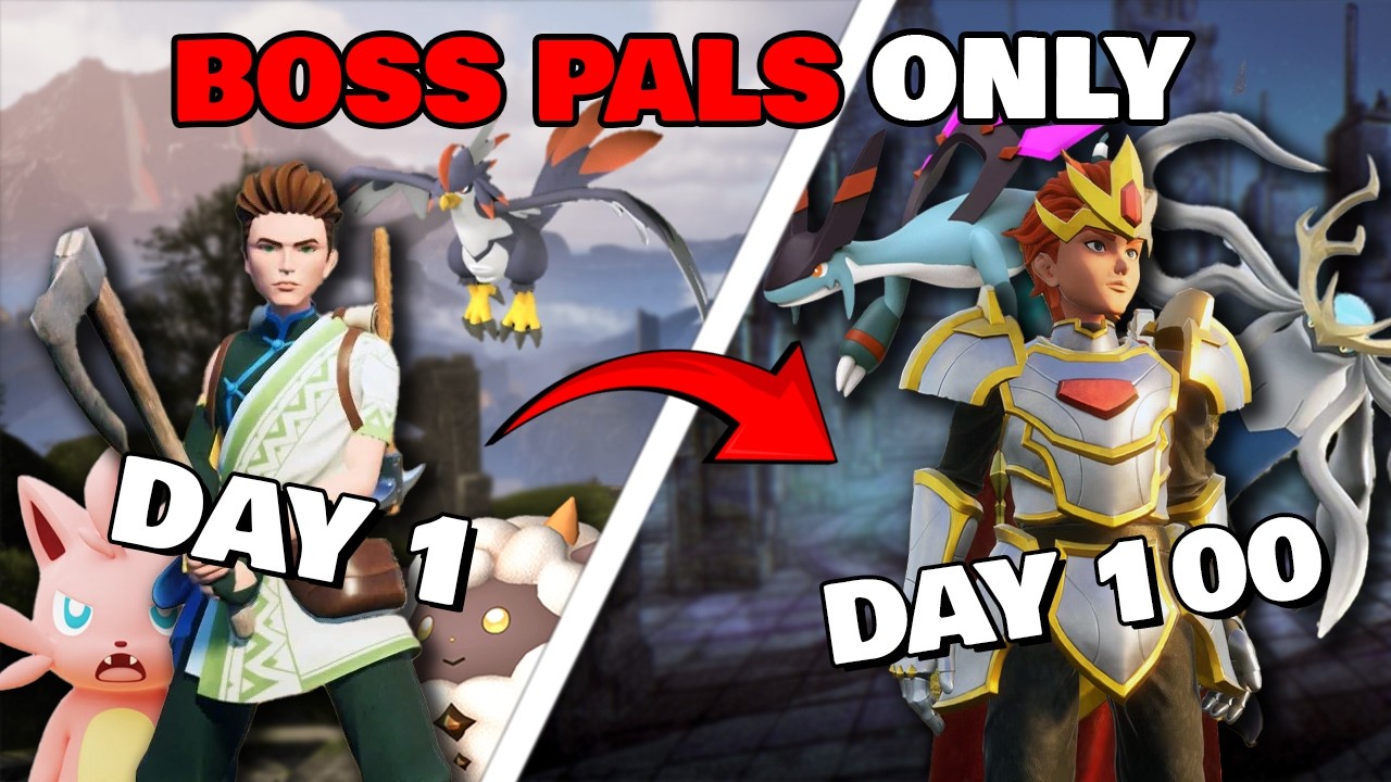 Surviving 100 Days in Palworld Catching Bosses Only!