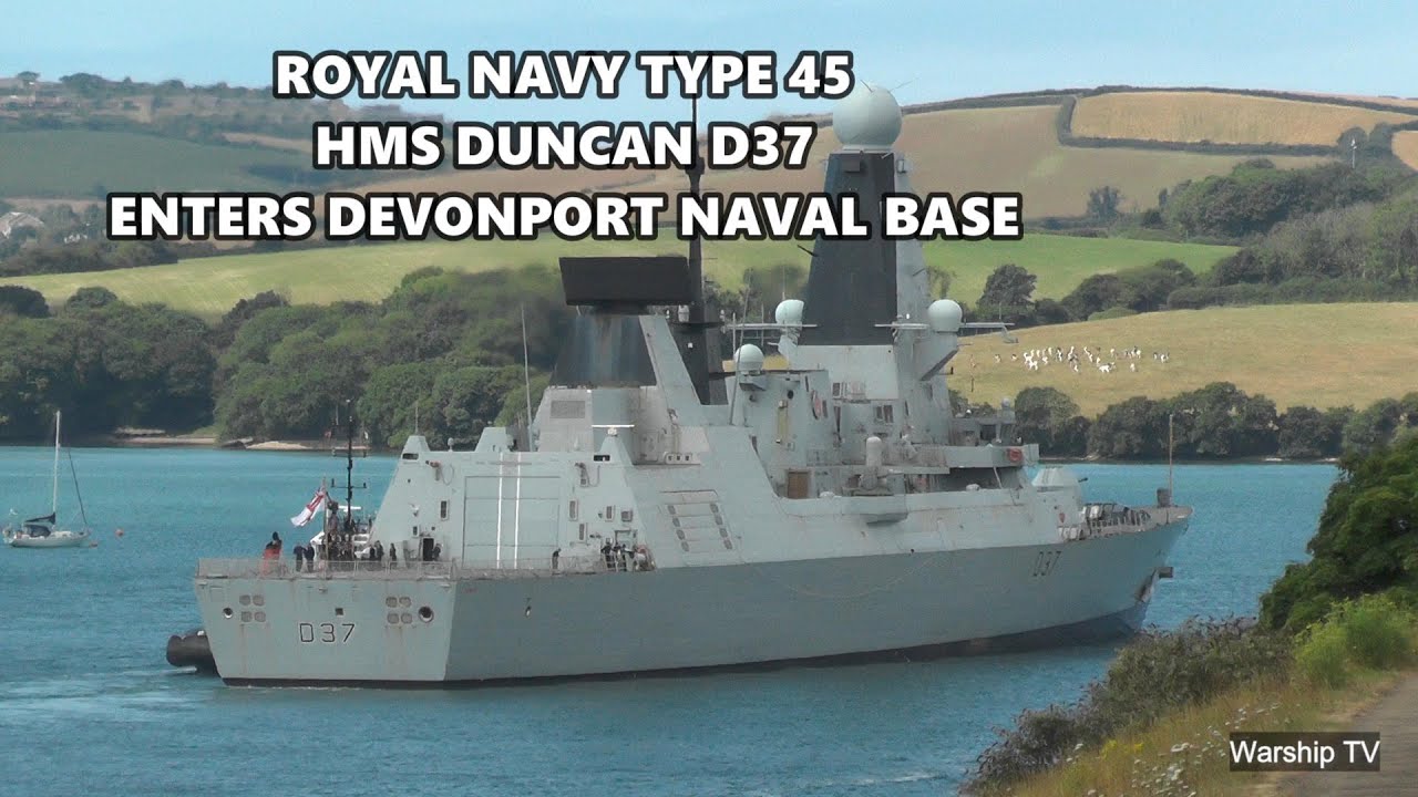 HMS DUNCAN D37 ENTERS DEVONPORT NAVAL BASE AT MOUNT WISE HEADING FROM ANCHOR 14 TO BASE 18-7-25