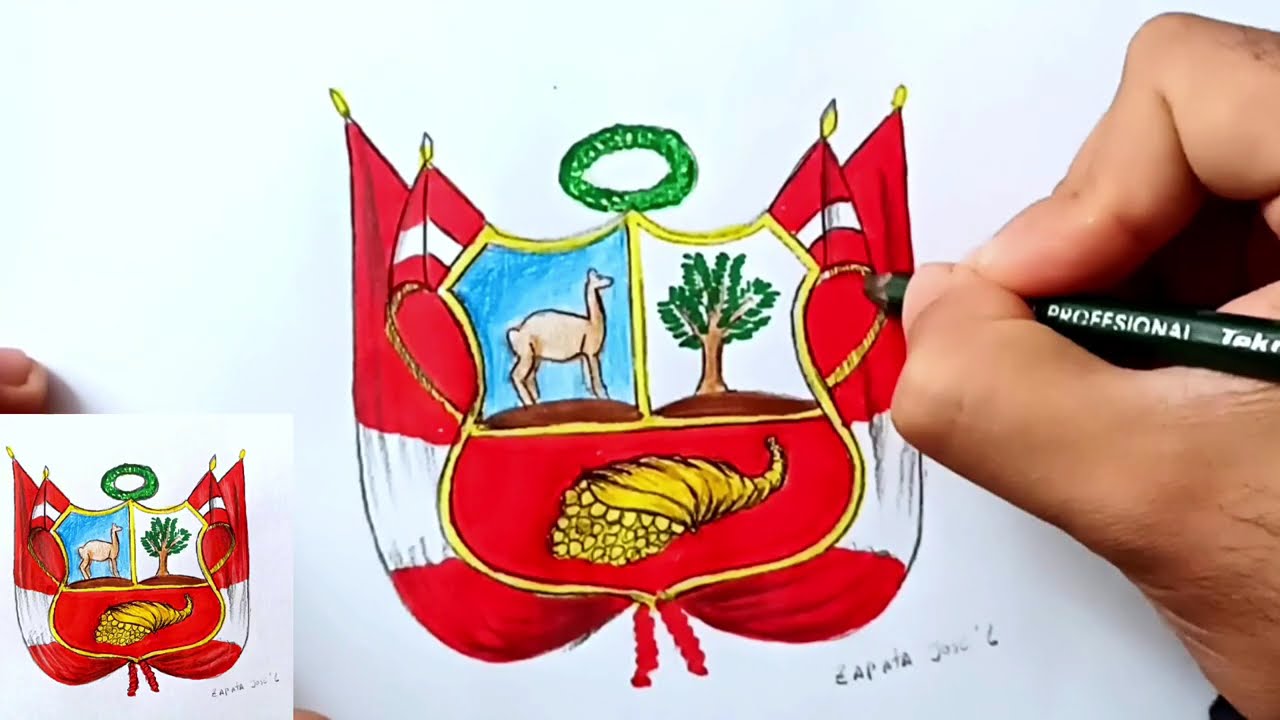 Como dibujar el escudo nacional del Perú