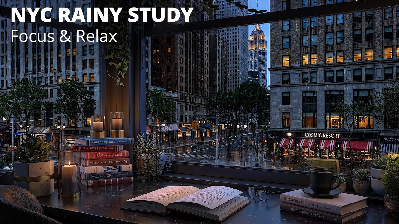 Cozy NYC Rain Study Room 🌧️ Focus & Study