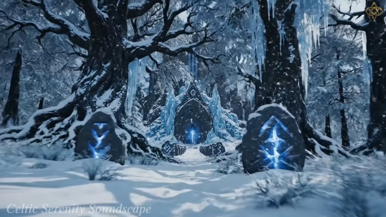 Snowy Enchanted Forest Cottage — Medieval Celtic Winter Ambience for Calmness, Focus & Deep Rest