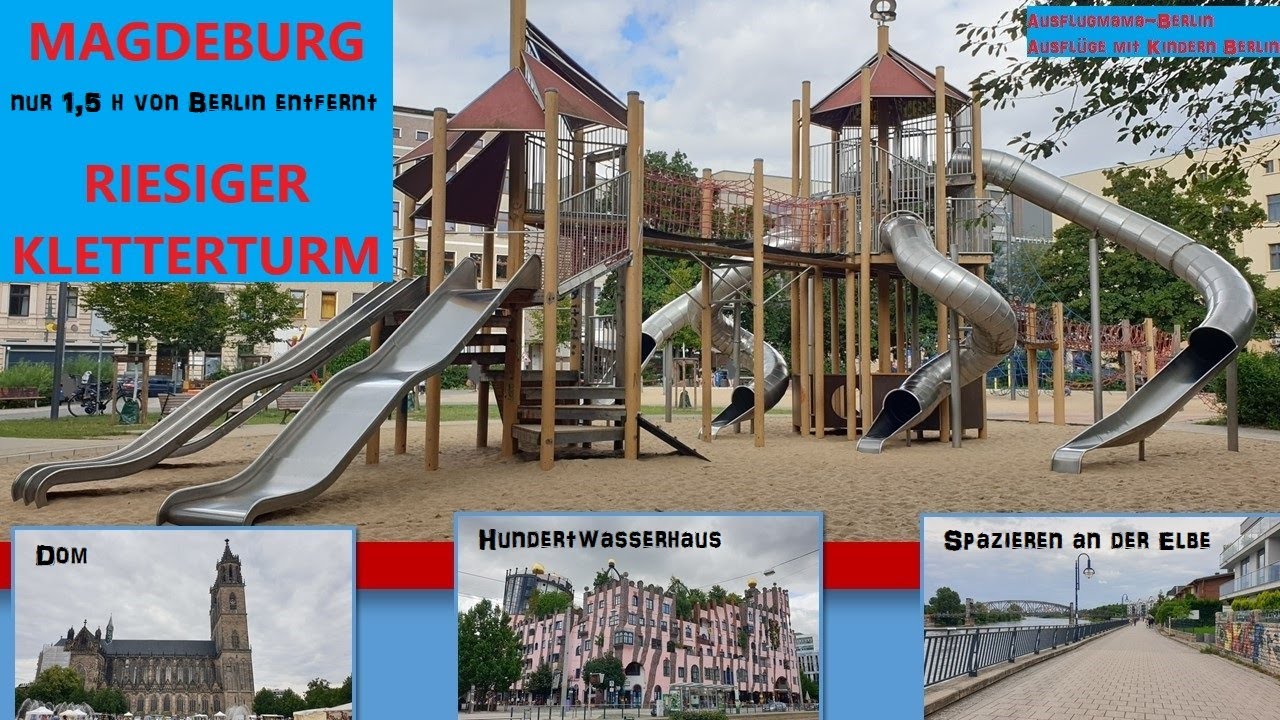 Magdeburg RIESIGER KLETTERTURM, Töpfermarkt, Hubbrücke Magdeburg