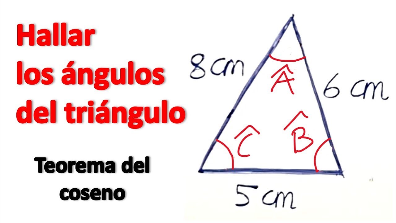 CÓMO CALCULAR LOS ÁNGULOS DE UN TRIÁNGULO DADOS LOS LADOS. Teorema del coseno