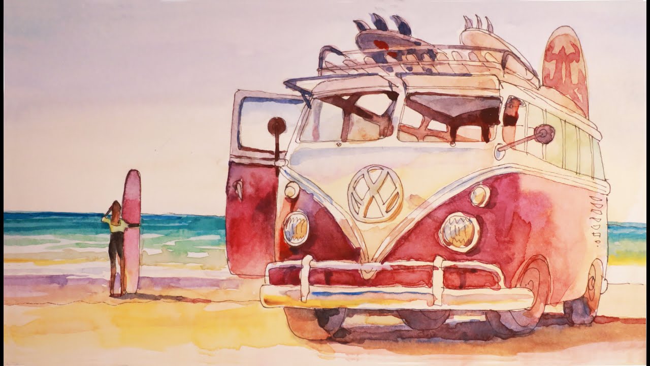 How to Draw a VW Camper Van KOMBI 