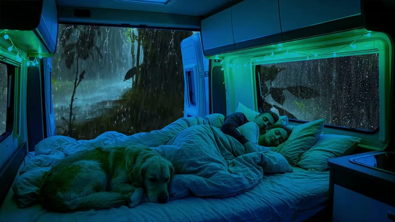 Rain Sounds for Sleeping in a Camper Van | Forest Night | 8 Hours (No Music) | Deep Sleep