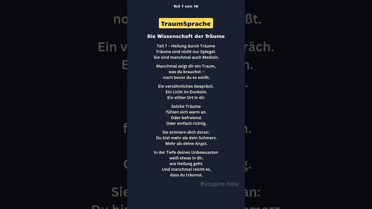 Heilung durch Tr&auml;ume. #traumSprache #psychologie #tr&auml;ume #unbewusstes #selbstverstehen