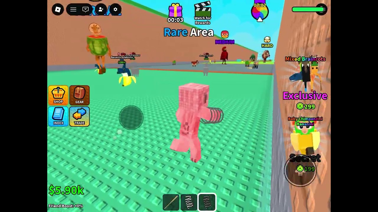 Running past brainrot giants.