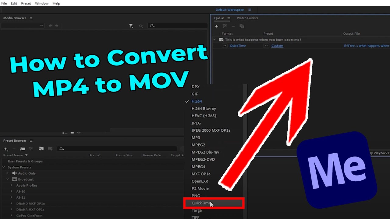 Как конвертировать MP4 в MOV в Adobe Media Encoder
