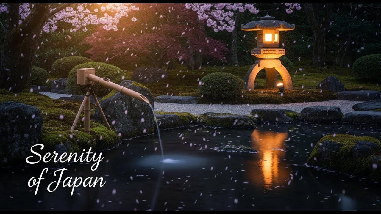 Tranquil Zen Mist Harmony Bamboo Fountain and Candle Glow for Healing Meditation Sleep Calm Serenity