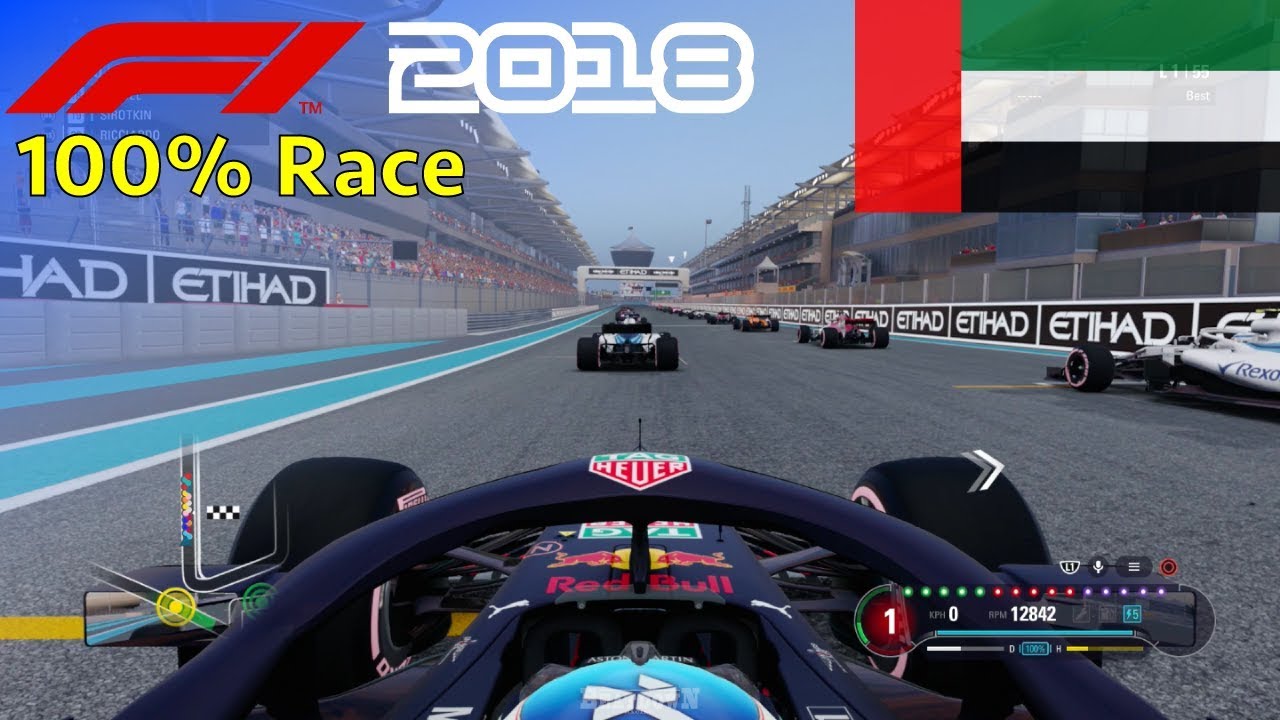 F1 2018 - 100% Race @ Yas Marina Circuit, Abu Dhabi in Ricciardo's Red Bull