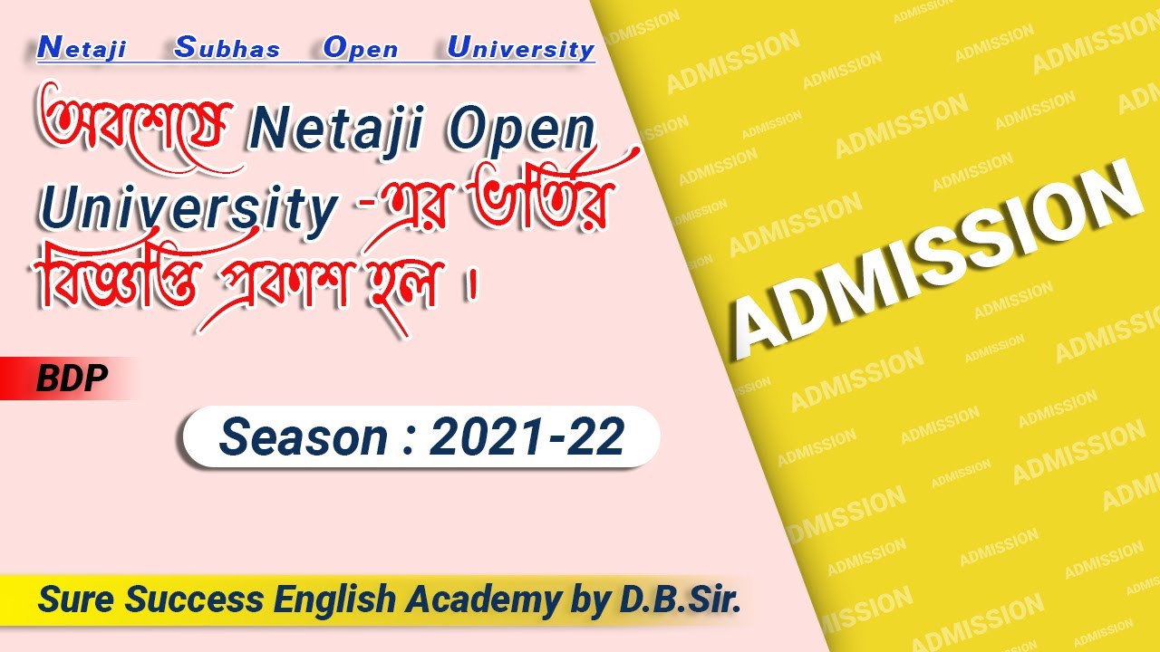 Admission Notice for NSOU, 2021-22