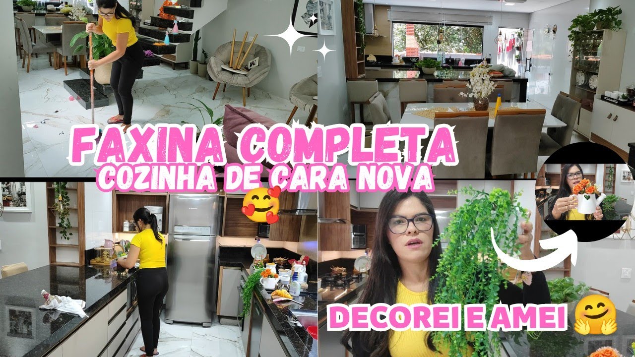 FAXINA COMPLETA🏡 DECORAÇÃO NOVA NA COZINHA+lAVEI BANHEIRO