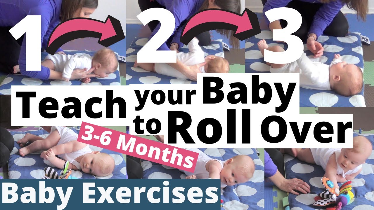 Teach your baby to Roll Over ★ Rolling over is an important milestone ★ Baby Exercises 3-6 months
